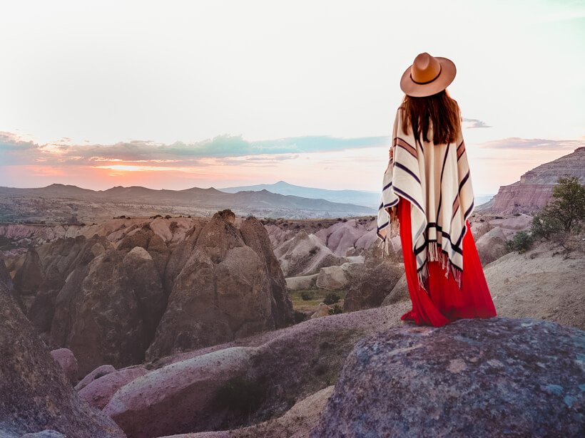 Anna admires the sunset in Cappadocia