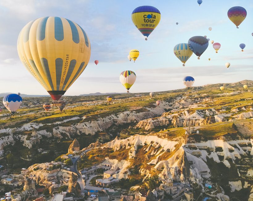 butterfly balloons over the valley in Cappadocia